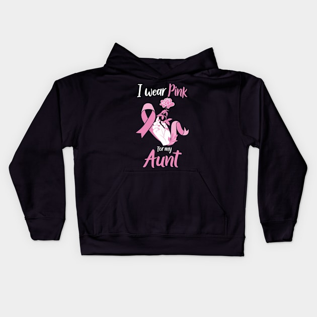 BREAST CANCER AWARENESS MONTH - I WEAR PINK FOR MY AUNT - PINK RIBBON Kids Hoodie by PorcupineTees